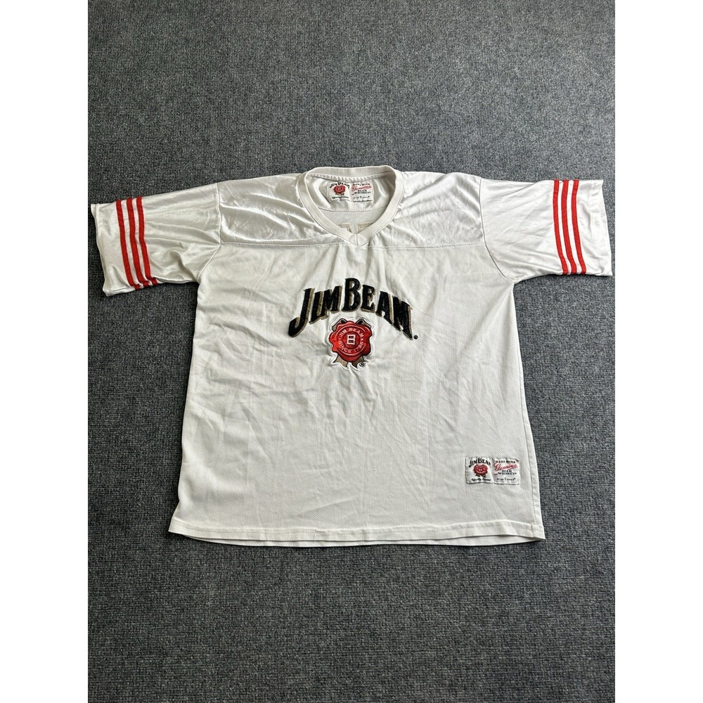 Mens Jim Beam Whiskey Football Jersey Beam #80 Promo White, Size XL